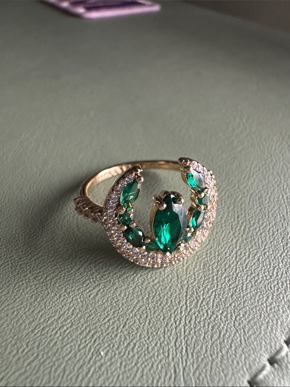 Emerald Halo Gold Ring - Women Jewelry